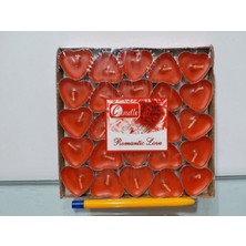 50'li Kırmızı Kalpli Tealight Mum 1,5 Saat Yanar (Masa, Yer Süsleme Organizasyon)