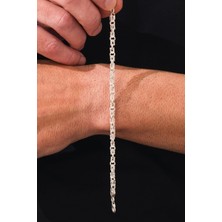 TMT Silver Gümüş 5 mm Erkek Kral Kafes Zincir Zinciri Bileklik