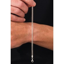 TMT Silver Gümüş 4.3 mm Erkek Gurmet Ayarlanabilir Zincir Zinciri Bileklik