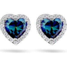 Silveranka 925 Ayar Gümüş Tanzanit Kalp Taşlı Küpe