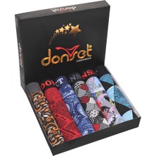 Donset İç Giyim Erkek Desenli Boxer - 6'lı Özel Kutusunda Bohçalık Özel Paket