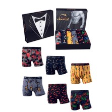 Donset İç Giyim Erkek Desenli Boxer - 6'lı Özel Kutusunda Bohçalık Özel Paket