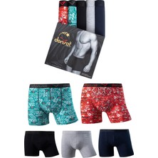 Donset İç Giyim Erkek Desenli Battal Boy Boxer - 5'lı Özel Kutusunda Bohçalık Özel Paket