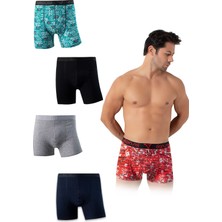 Donset İç Giyim Erkek Desenli Battal Boy Boxer - 5'lı Özel Kutusunda Bohçalık Özel Paket