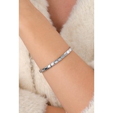 Kesmia Kadın Bileklik Italyan Charm Ince Silver Renkli Ince Ayarlanabilir Çelik Bileklik 4mm