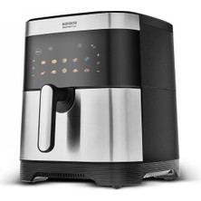Karaca 9L Aile Boyu Kapasiteli Inox Airfryer, 10 Farklı Pişirme Fonksiyonlu - Dijital Hayalet Ekran, Onerous Hassas Tartı Hediye