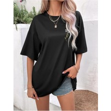 Papatya Baskılı Yazlık Pamuklu Kumaş Oversize Kalıp Tshirt Salaş