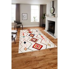 Napoli Home Baskılı Iskandinav Kilim Görünümlü Yıkanabilir Yolluk Mutfak Salon Halısı, Iskandinav-35-Renkli,