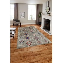 Napoli Home Dijital Baskılı Iskandinav Etnik Model Yıkanabilir Yolluk Mutfak Salon Halısı, Iskandinav-36-Bej,