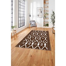 Napoli Home Baskılı Iskandinav Etnik Kilim Model Yıkanabilir Yolluk Mutfak Salon Halısı, Iskandinav-37-Kahve,