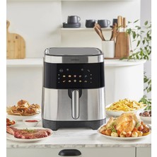 Karaca 10 Farklı Pişirme Fonksiyonlu 9L Aile Boyu Geniş Kapasiteli Inox Airfryer + Onerous Hassas Tartı Hediye
