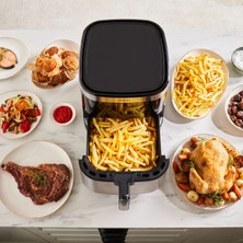 Karaca 10 Farklı Pişirme Fonksiyonlu 9L Aile Boyu Geniş Kapasiteli Inox Airfryer + Onerous Hassas Tartı Hediye