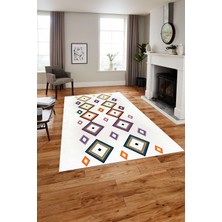 Napoli Home Baskılı Iskandinav Sade Modern Yıkanabilir Yolluk Mutfak Salon Halısı, Iskandinav-49-Beyaz,