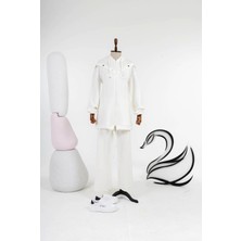 Letafet Çapraz Detaylı Ceketli Pantolonlu Takım - Beyaz