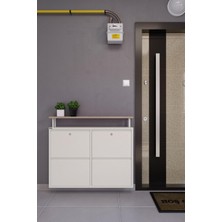 Ceha Kilitli Tablalı 4'lü Metal Ayakkabılık - Beyaz