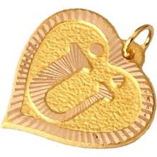 Nezihhan 0.25 Gram 14 Ayar Ü Harfi Kalp Kolye Ucu