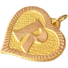 Nezihhan 0.25 Gram 14 Ayar R Harfi Kalp Kolye Ucu