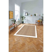 Napoli Home Dijital Baskılı Jüt Sade Model Yıkanabilir Yolluk Mutfak Salon Halısı, Jüt-21-Bej,