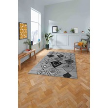 Napoli Home Dijital Baskılı Jüt Etnik Desen Yıkanabilir Yolluk Mutfak Salon Halısı, Jüt-37-Gri,