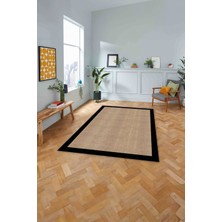 Napoli Home Dijital Baskılı Jüt Sade Model Yıkanabilir Yolluk Mutfak Salon Halısı, Jüt-21-Siyah,