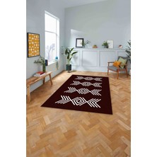 Napoli Home Dijital Baskılı Jüt Çizgi Desenli Yıkanabilir Yolluk Mutfak Salon Halısı, Jüt-39-Bordo,