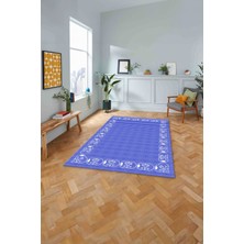 Napoli Home Dijital Baskılı Jüt Motifli Yıkanabilir Yolluk Mutfak Salon Halısı, Jüt-26-Mavi,