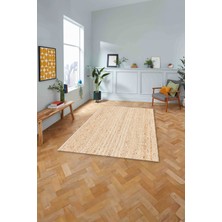 Napoli Home Dijital Baskılı Jüt Model Yıkanabilir Yolluk Mutfak Salon Halısı, Jüt-25-Bej,