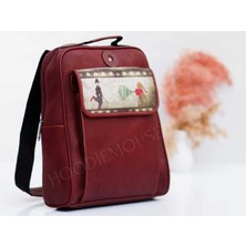 Hoodie Mouse Charlie Chaplin  Figürlü Unisex Canta Hem Sırt Hem Capraz Hem Elde Etnik Bohem Style - Bordo