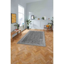 Napoli Home Dijital Baskılı Jüt Model Çerçeveli Yıkanabilir Yolluk Mutfak Salon Halısı, Jüt-29-Gri,