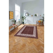 Napoli Home Dijital Baskılı Jüt Çerçeveli Akrilik Model Yıkanabilir Yolluk Mutfak Salon Halısı, Jüt-32-Bordo,
