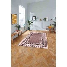 Napoli Home Dijital Baskılı Jüt Kilim Motifli Yıkanabilir Yolluk Mutfak Salon Halısı, Jüt-33-Pembe,