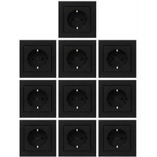Ovivo Siyah Topraklı Priz Çerçeveli  10 Adet