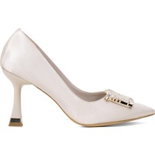 Ayakkabı Fuarı Elit Brk326S Kadın Tokalı Klasik Topuklu Ayakkabı Ten