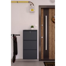 Ceha Kilitli 3'lü Metal Ayakkabılık - Antrasit