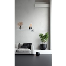 Decoramo Home Dekoratif Modern Saatli Duvar Rafı Metal Duvar Rafı