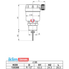 Pakkens Otomatik Hava Tahliye Cihazı, Purjör 33 mm 1/2''
