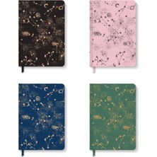 Hardcover 4'lü Çizgili Defter Seti Black+Pink+Dark Blue+Green (Star Series)