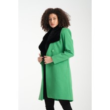 Kadın Kürklü Düğmeli Kaban K36