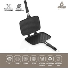 Amboss Kuvars Ocak Üstü Döküm Tost Tavası Siyah KUV-0274