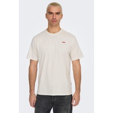 Only & Sons Erkek Onsdawson Regular Fit Kısa Kollu  Pamuk T-Shirt 22033190 Ekru
