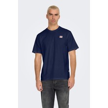 Only & Sons Erkek Onsdawson Regular Fit Kısa Kollu  Pamuk T-Shirt 22033190 Lacivert