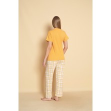 Sude Homewear Kadın Sarı Renk Kısa Kollu Pijama Takımı