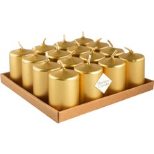 Es Dekor Bar Mum Kısa 3,5 x 5 cm  Metalik Altın Renk Kokusuz Home Deco 1 Adet