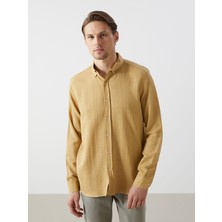 Bgw Sarı Slim Fit Uzun Kollu Armürlü Erkek Gömlek