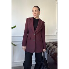 Magarde Nevür Detay Premium Blazer Ceket- Bordo