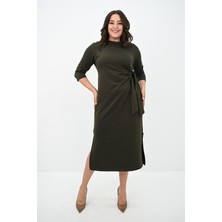 Moda Xlarge Kadın Büyük Beden Bel Bağlama Detaylı Elbise 5274-25