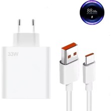 Poco M5S Uyumlu 33W Süper Hızlı Şarj Aleti Seti Şarj Adaptörü ve USB To Type-C Kablo