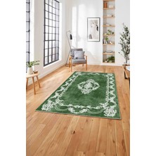 Napoli Home  Baskılı Klasik Akrilik Model Yıkanabilir Kaymaz Yolluk Mutfak Salon Halısı, Klasik-33-Yeşil,