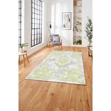 Napoli Home  Dijital Baskılı Klasik Çiçek Motifli Yıkanabilir Kaymaz Yolluk Mutfak Salon Halısı, Klasik-31-Sarı,