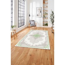 Napoli Home  Dijital Baskılı Klasik Model Yıkanabilir Kaymaz Yolluk Mutfak Salon Halısı, Klasik-34-Yeşil,